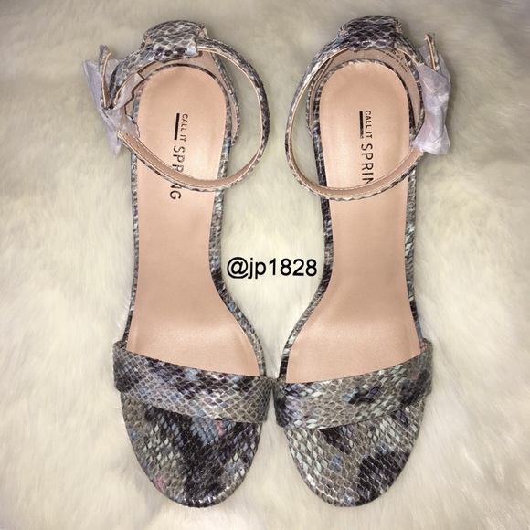 HP!🎉Barely There Snake Print Heeled Sandals - Picture 3 of 7